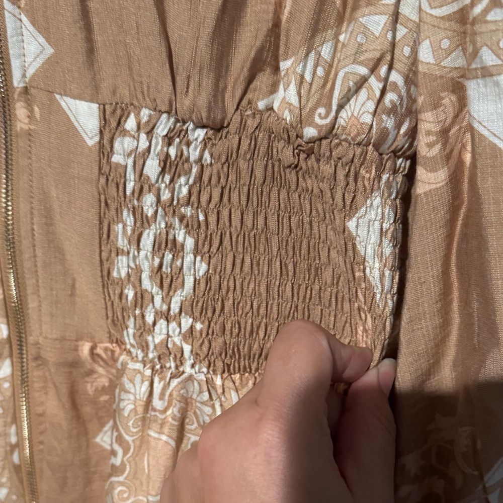 C. Luce Tan Printed Long Sleeve Midi Dress - Picture 10 of 12